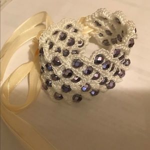 Crochet beaded cuff bracelet